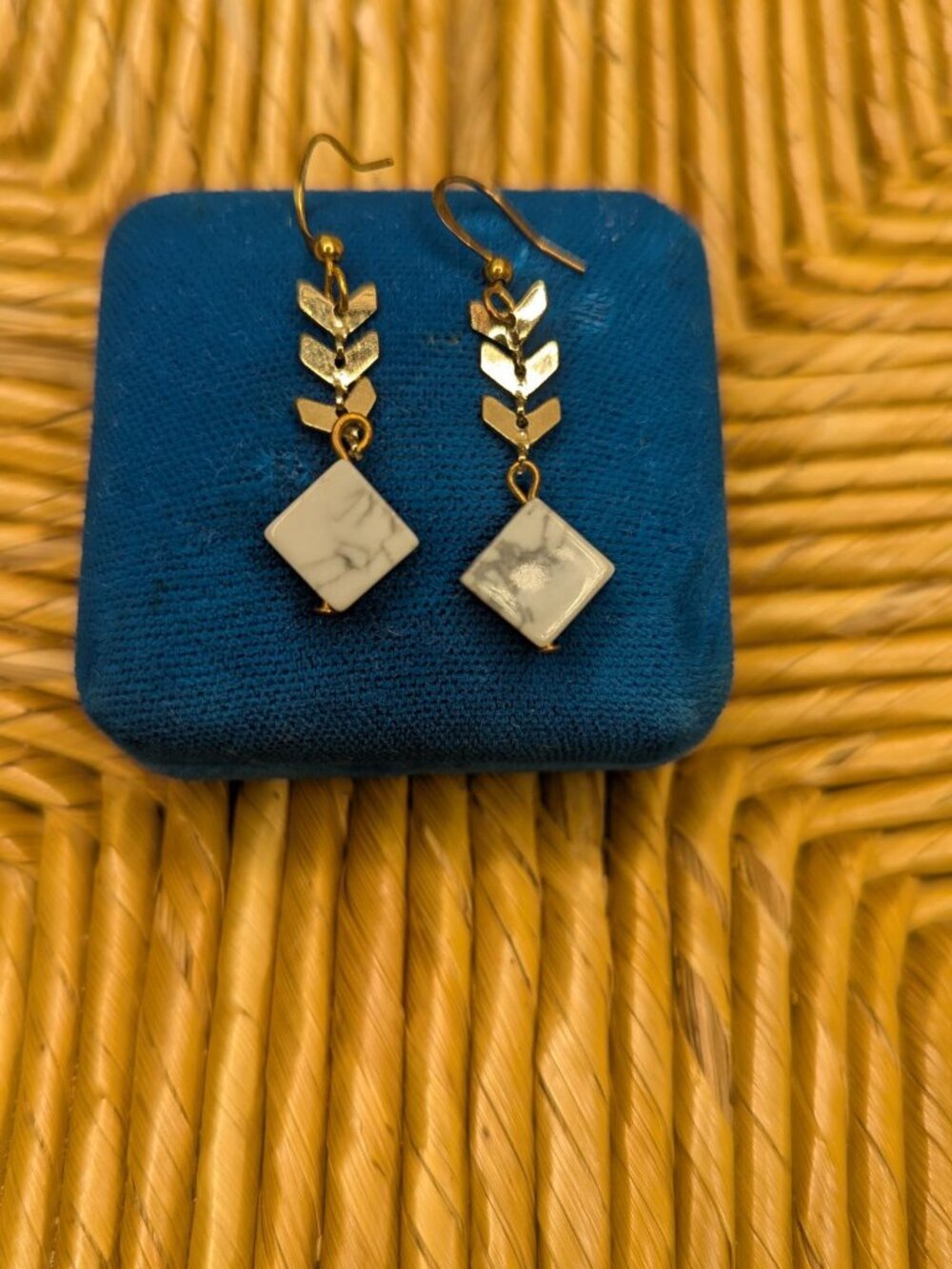 Marble Square Drop Earrings - Picture 3 of 6